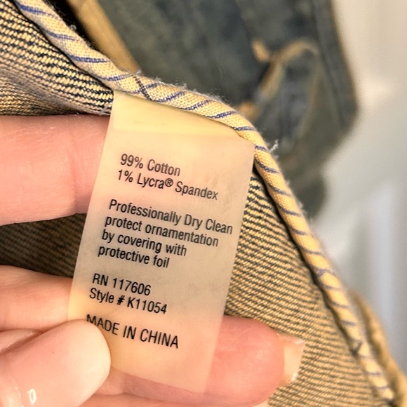 Brighton Womens L Embellished Collar Light Blue Snap Button Denim Jacket Y2K VTG - Picture 5 of 10